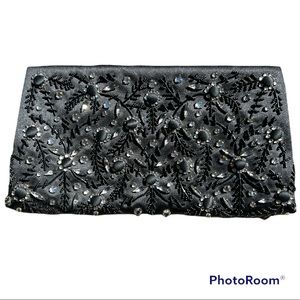 Ann Taylor Floral Beaded Rhinestone Evening Clutch